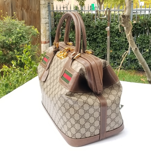 Super VERY RARE Vintage Gucci Supreme Web Ophidia Train case DOCTOR'S handbag - Picture 8 of 16